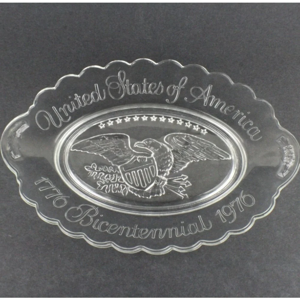United States of America Bicentennial 1776-1976 Clear Glass Serving Platter